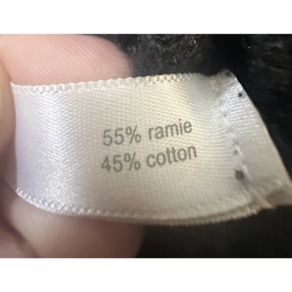 Fashion Bug 1X Black Knit Shrug Cardigan Short Sleeve Ramie Cotton Open Weave - Picture 8 of 8